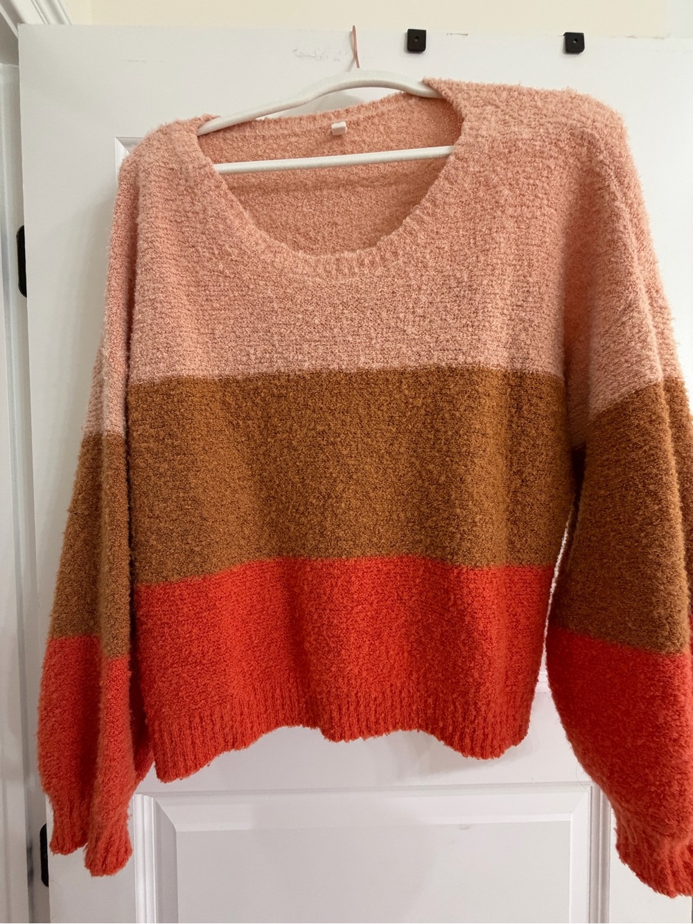 VICI Wishlist Colorblock Scoop Neck Sweater in Pink, Brown & Orange